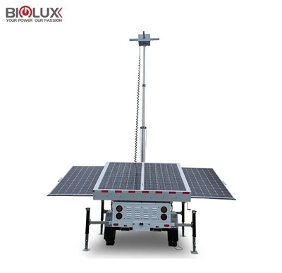 Reboque de vigilância solar com gerador a diesel